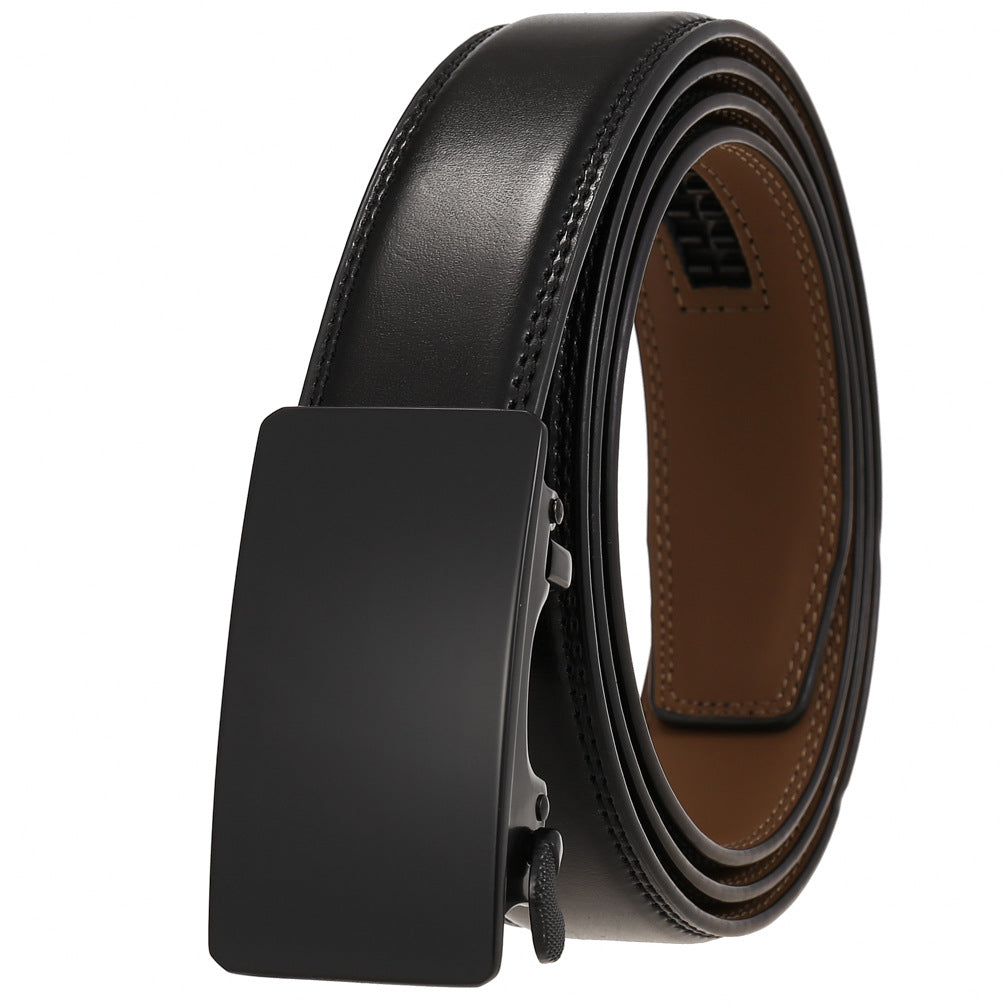 Ceinture Moscou 95 noire en cuir de vachette refendu avec boucle automatique rectangulaire en métal noir