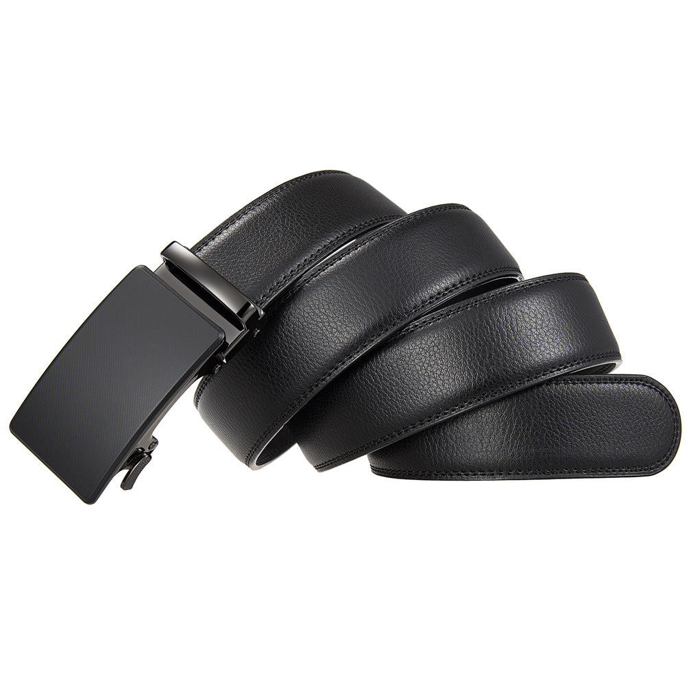 Ceinture homme Nino Lux 20 en cuir noir avec boucle automatique rectangulaire texturée oblique #fullwidth