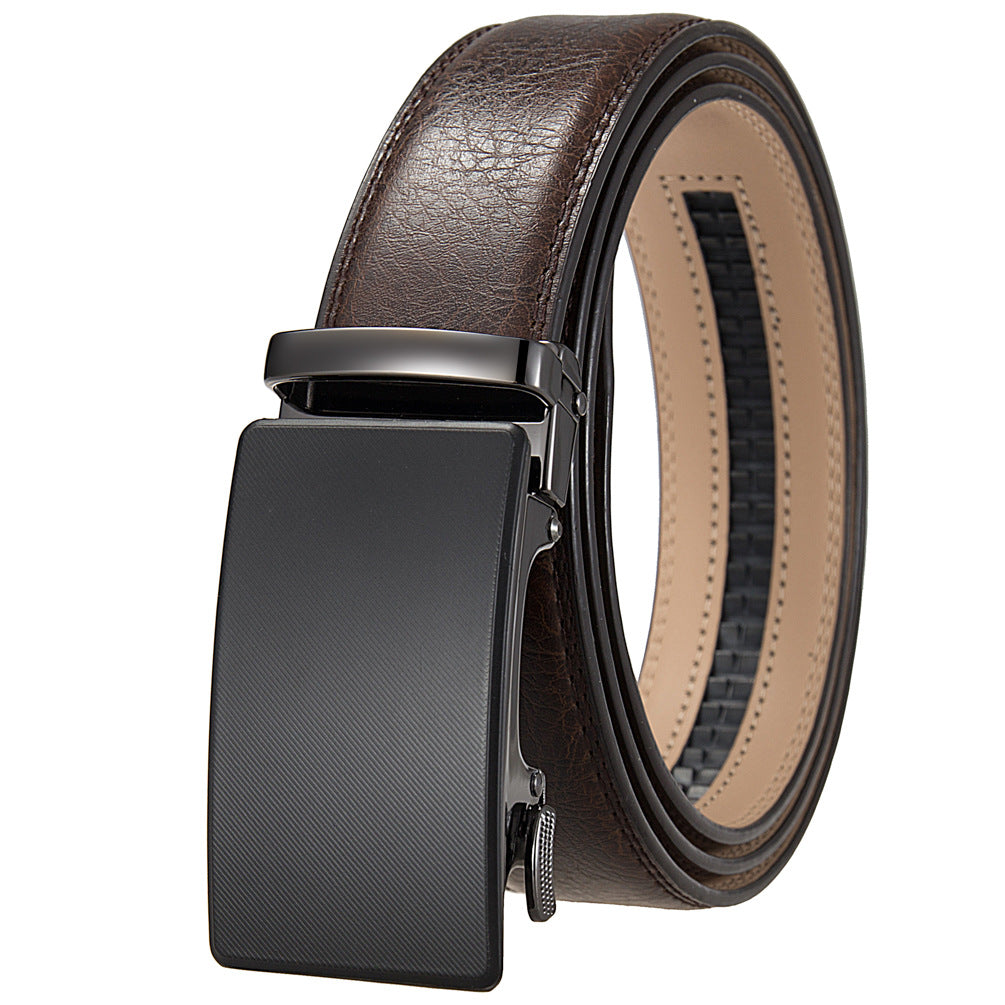 Ceinture homme Nino Lux 60 en cuir de vachette marron avec boucle automatique noire texturée