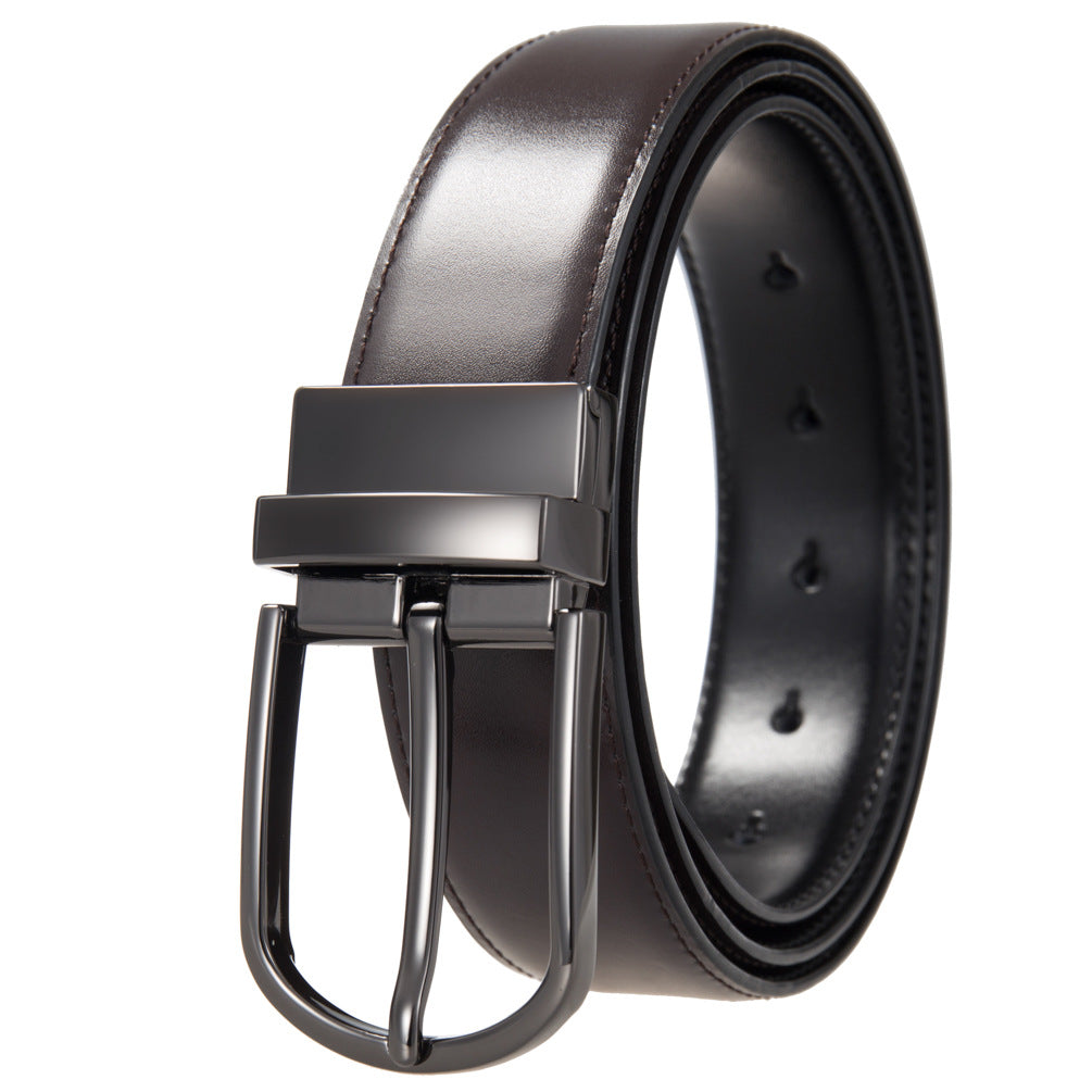 Ceinture homme Olive 95 en cuir marron et noir avec boucle ardillon rotative grise anthracite