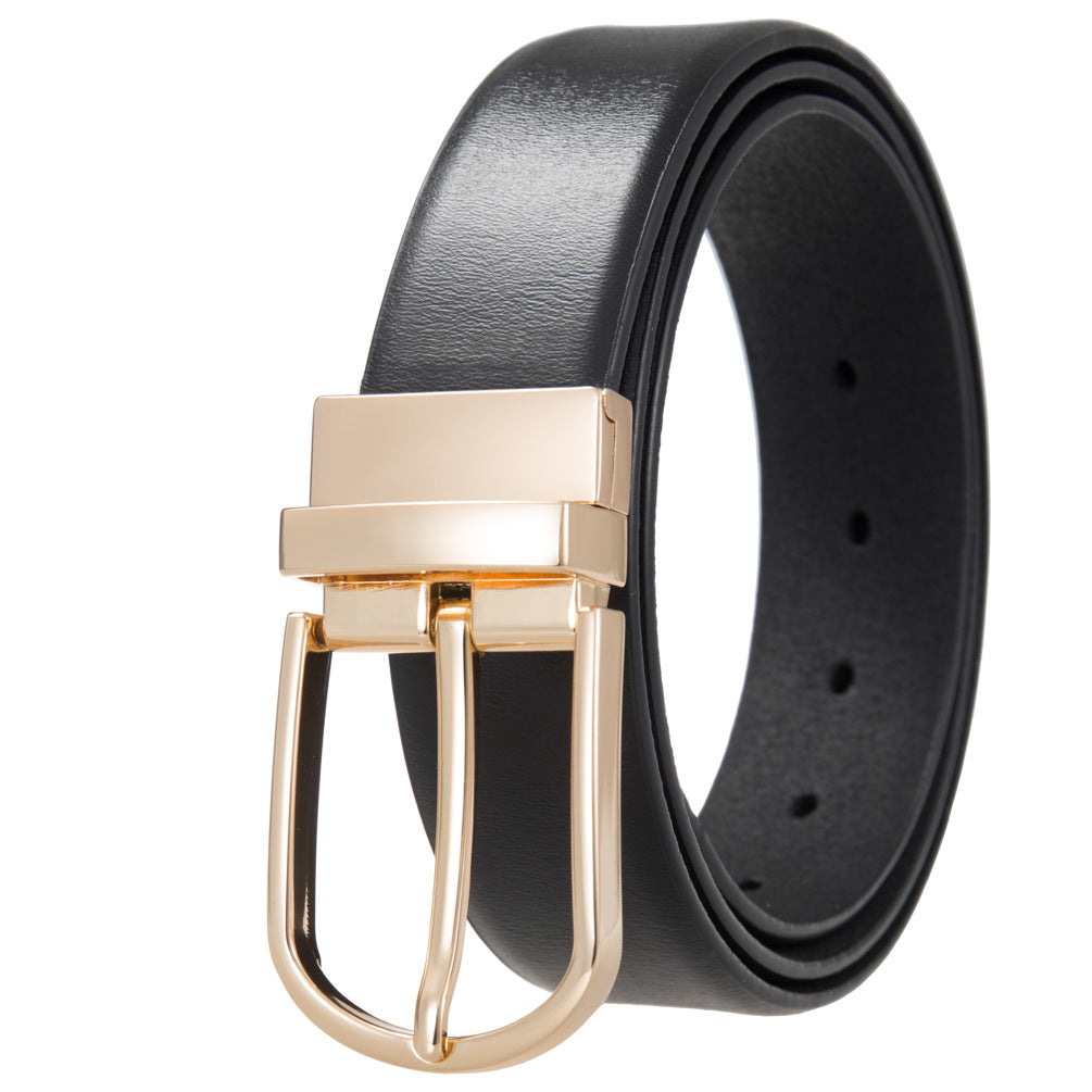 Ceinture homme Olivier en simili cuir noir avec boucle ardillon dorée brillante
