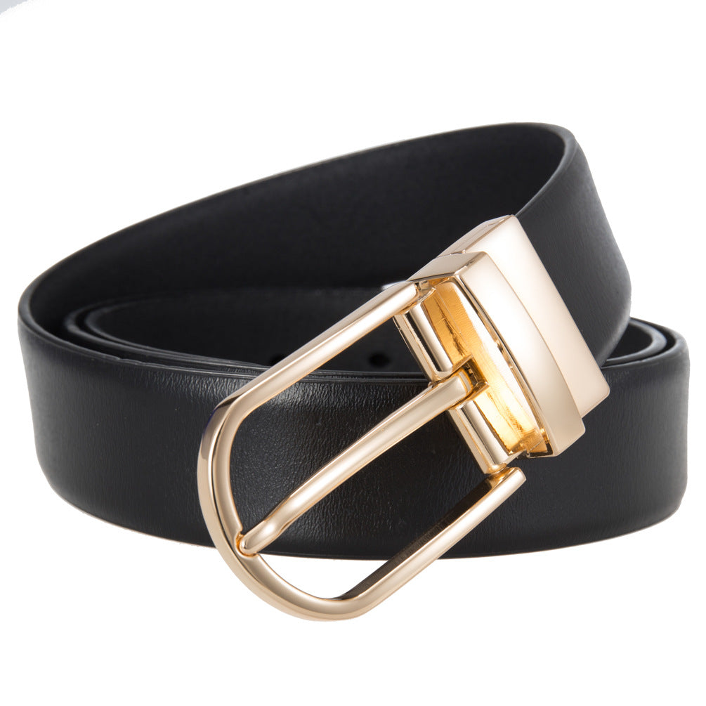Ceinture homme Olivier en simili cuir noir avec boucle ardillon dorée brillante, finition lisse, largeur 3.5 cm. #fullwidth