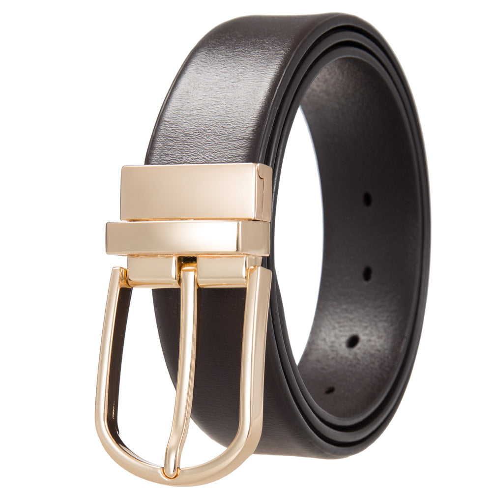 Ceinture homme Olivier en simili cuir marron avec boucle ardillon dorée