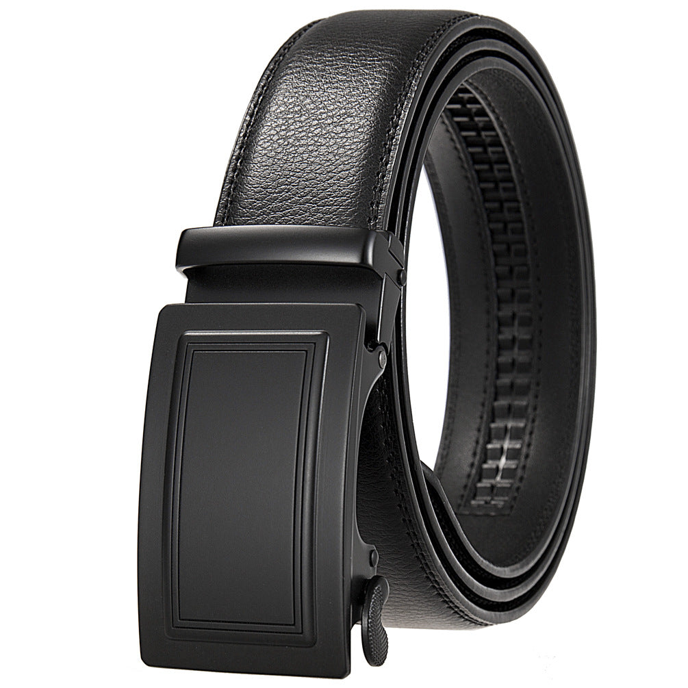 Ceinture Paname 20 pour homme en cuir noir avec boucle automatique rectangulaire noir brillant et finition lisse. Style élégant et polyvalent pour toutes occasions.