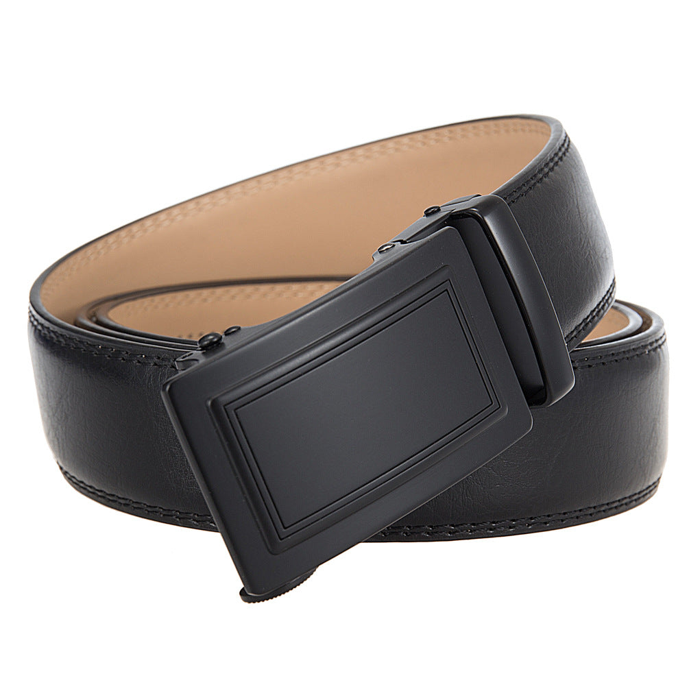 Ceinture homme Paname 60 noire avec boucle rectangulaire automatique noire mate.
