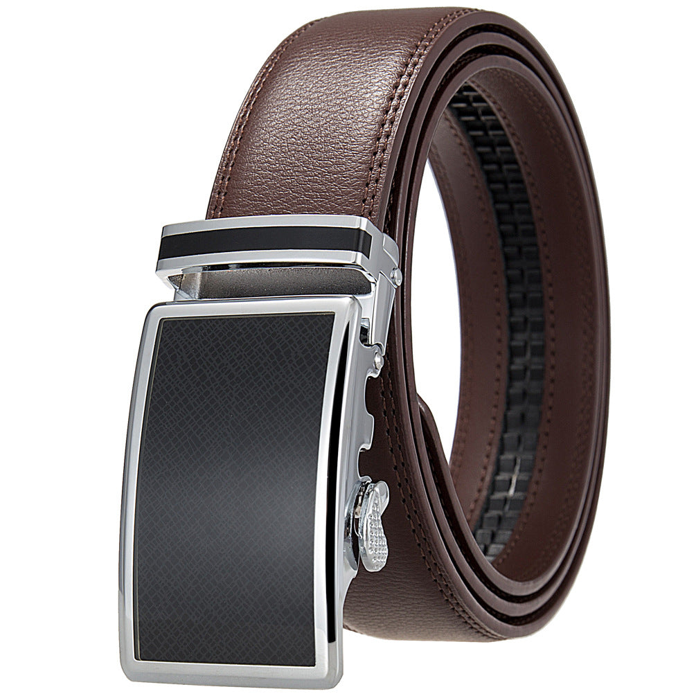 Ceinture homme Parisien 20 marron avec boucle rectangulaire argentée et noire à finition texturée #fullwidth