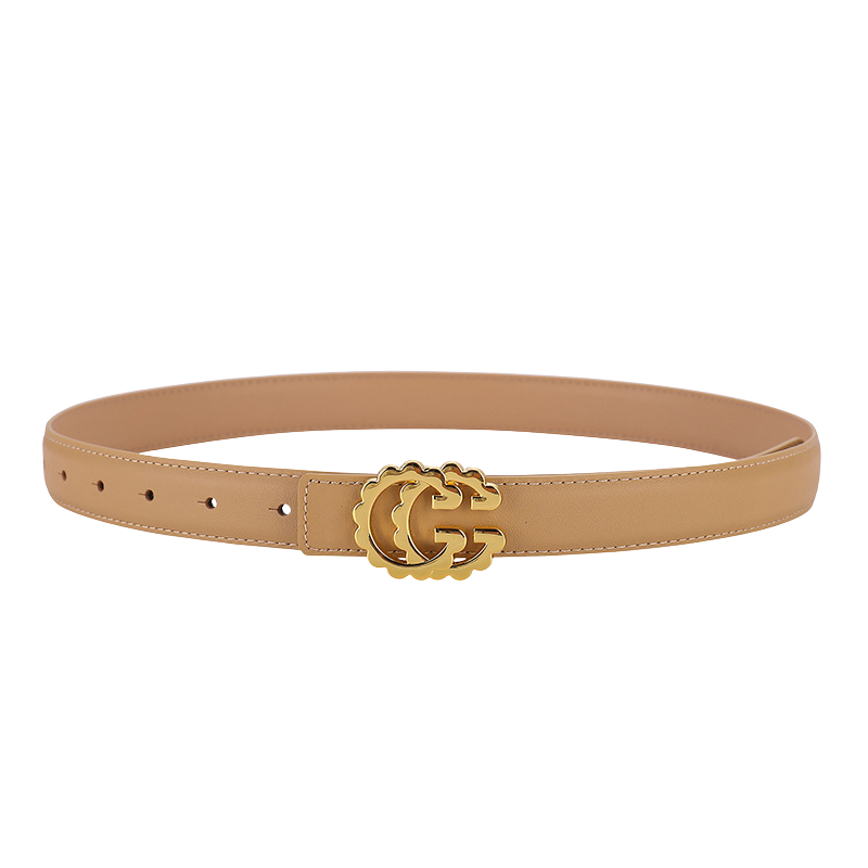 Ceinture femme Quitilla beige en cuir avec boucle dorée style double G