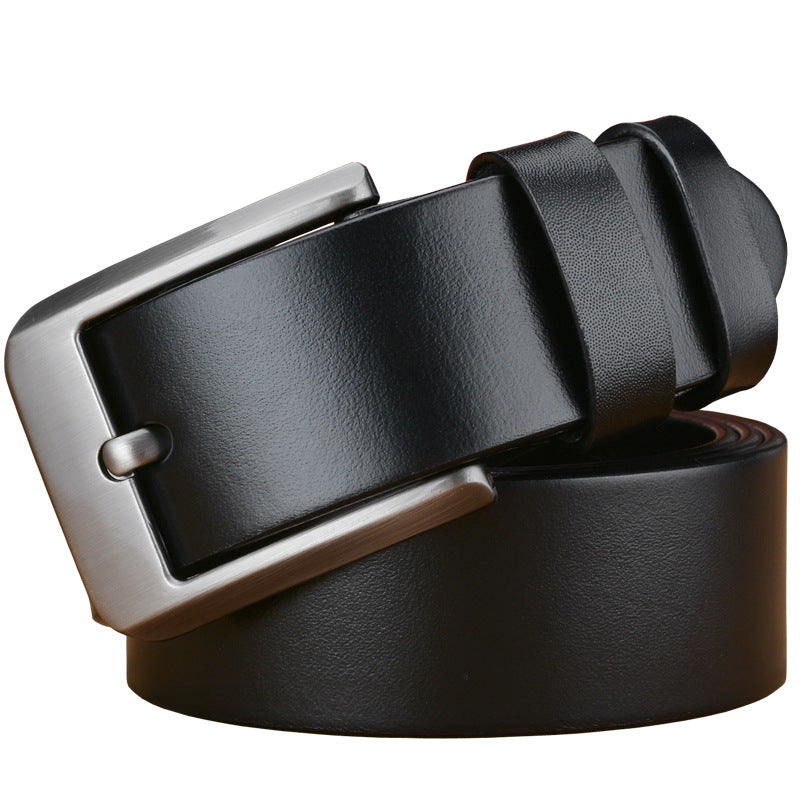 Ceinture homme République en cuir pleine fleur noir avec boucle ardillon argentée.