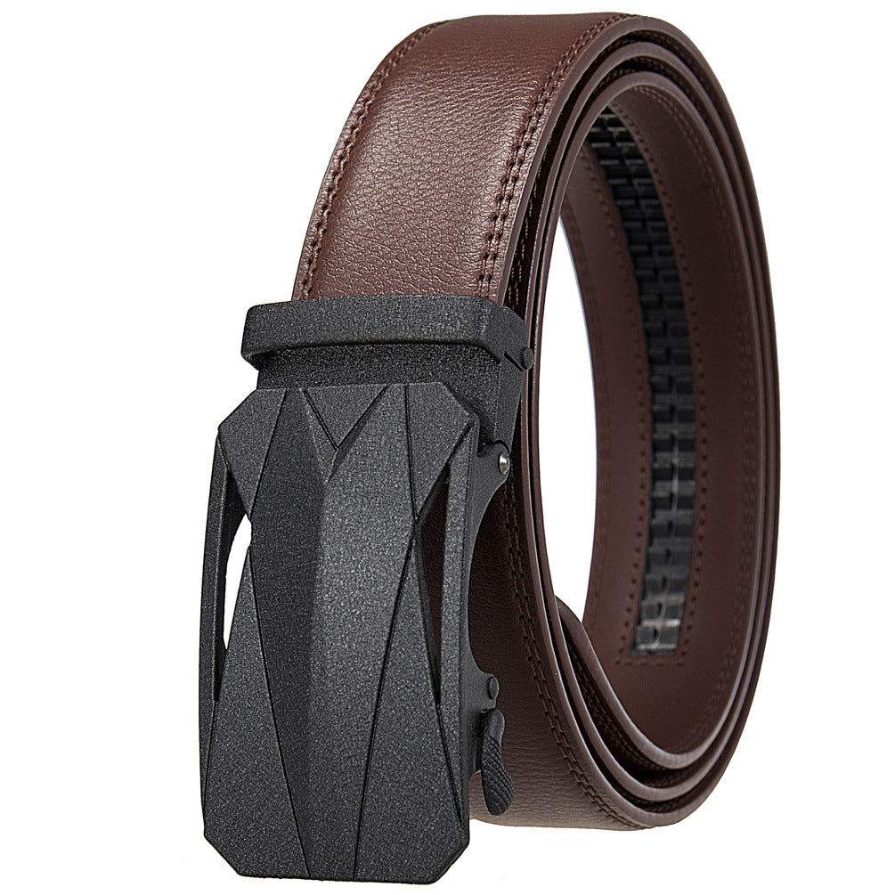 Ceinture homme Tom Cuir marron avec boucle automatique rectangulaire noire texturée