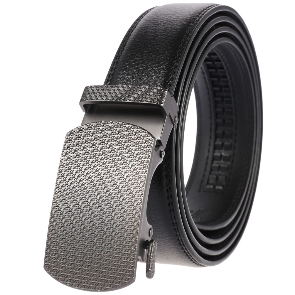 Ceinture homme Turbigo 20 en cuir noir avec boucle automatique rectangulaire en métal finition vintage et motif texturé subtil