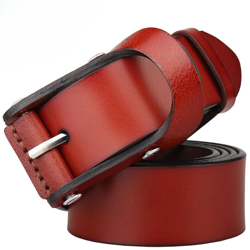 Ceinture homme Urbain en cuir refendu de vachette couleur camel avec boucle ardillon rectangulaire en cuir hypoallergénique.
