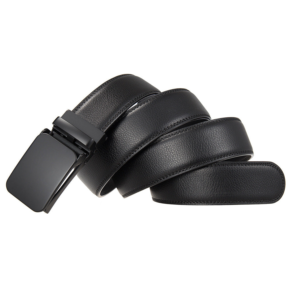 Ceinture homme Yves Lin 20 noire en cuir refendu avec boucle automatique rectangulaire noire