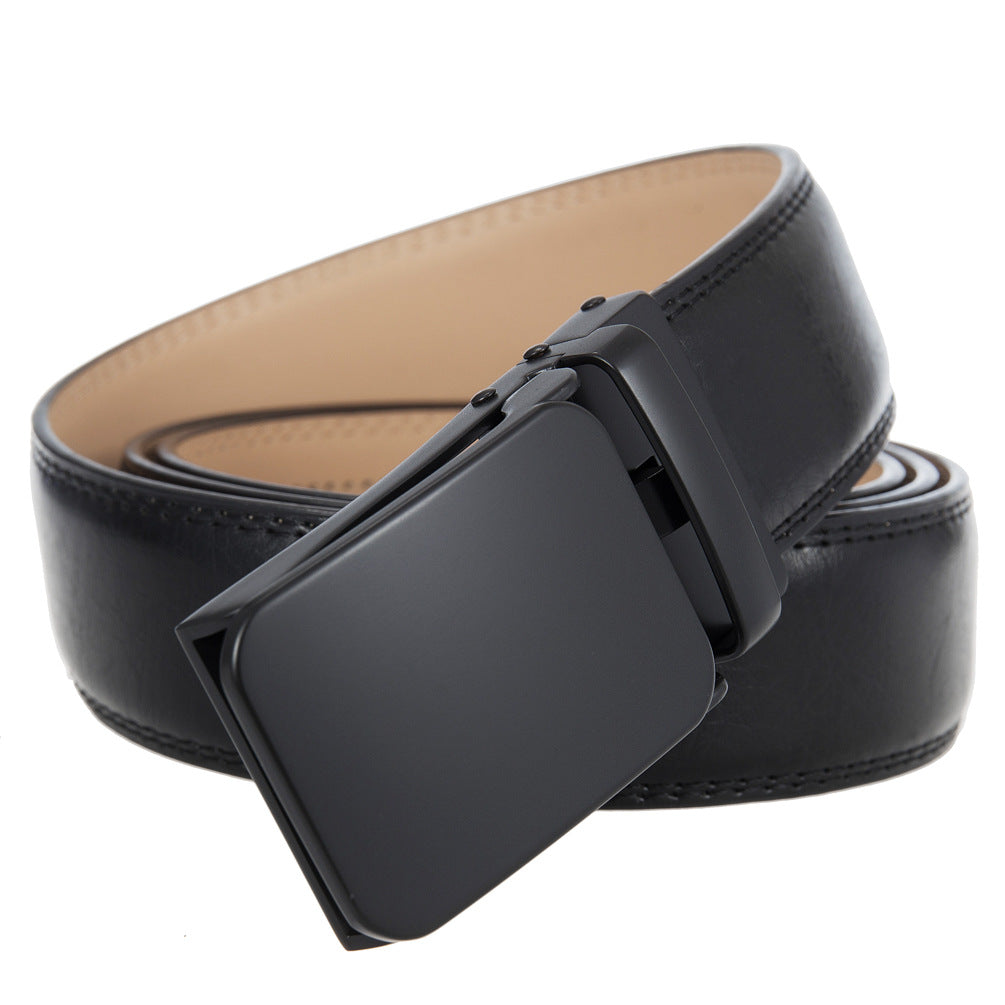 Ceinture homme Yves Lin 60 noire avec boucle automatique rectangulaire en alliage métallique noir et finition lisse.