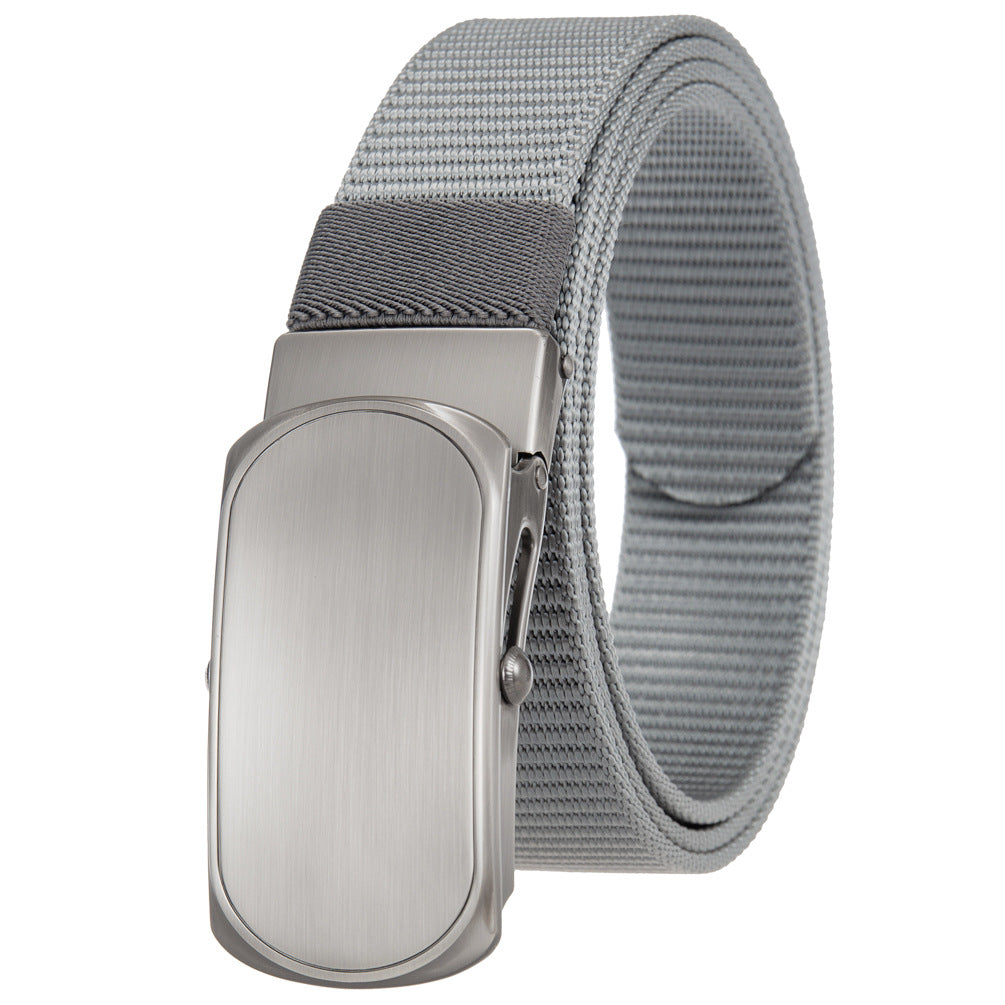 Ceinture homme Zola 1 grise en tissu texturé avec boucle automatique rectangulaire en alliage gris et finition brossée. #fullwidth